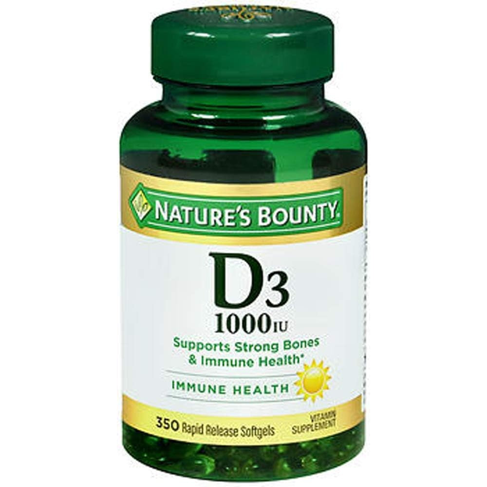 Nature's Bounty Vitamin D3 1000 IU, Immune Support, Helps Maintain Healthy Bones, 250 Rapid Release Softgels - Medaid