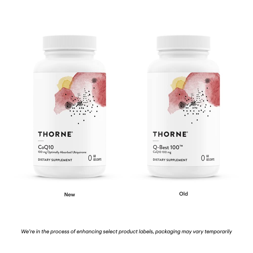 THORNE - CoQ10 (Formerly Q-Best 100) - 100mg Optimally Absorbed Ubiquinone - Gluten-Free Dietary Supplement Support for Heart Health & Brain Function* - 60 Gelcaps - Medaid International