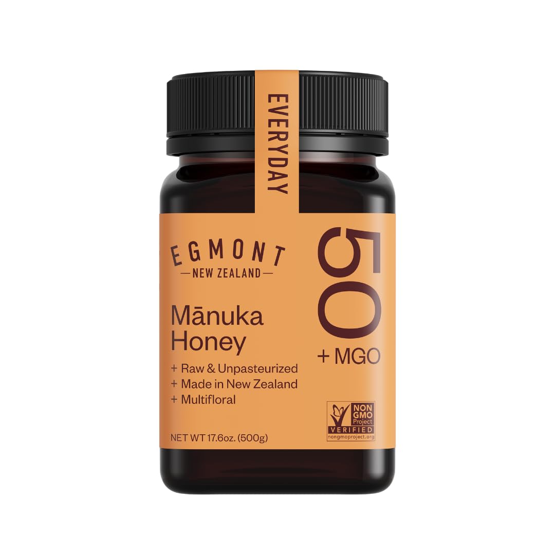 Egmont Honey Raw Manuka Honey MGO 50+ 17.6oz (500g) NON-GMO, Kosher, Recycled plastic jar, Traceable 100% Pure Authentic New Zealand Honey, MGO Certified - Medaid International