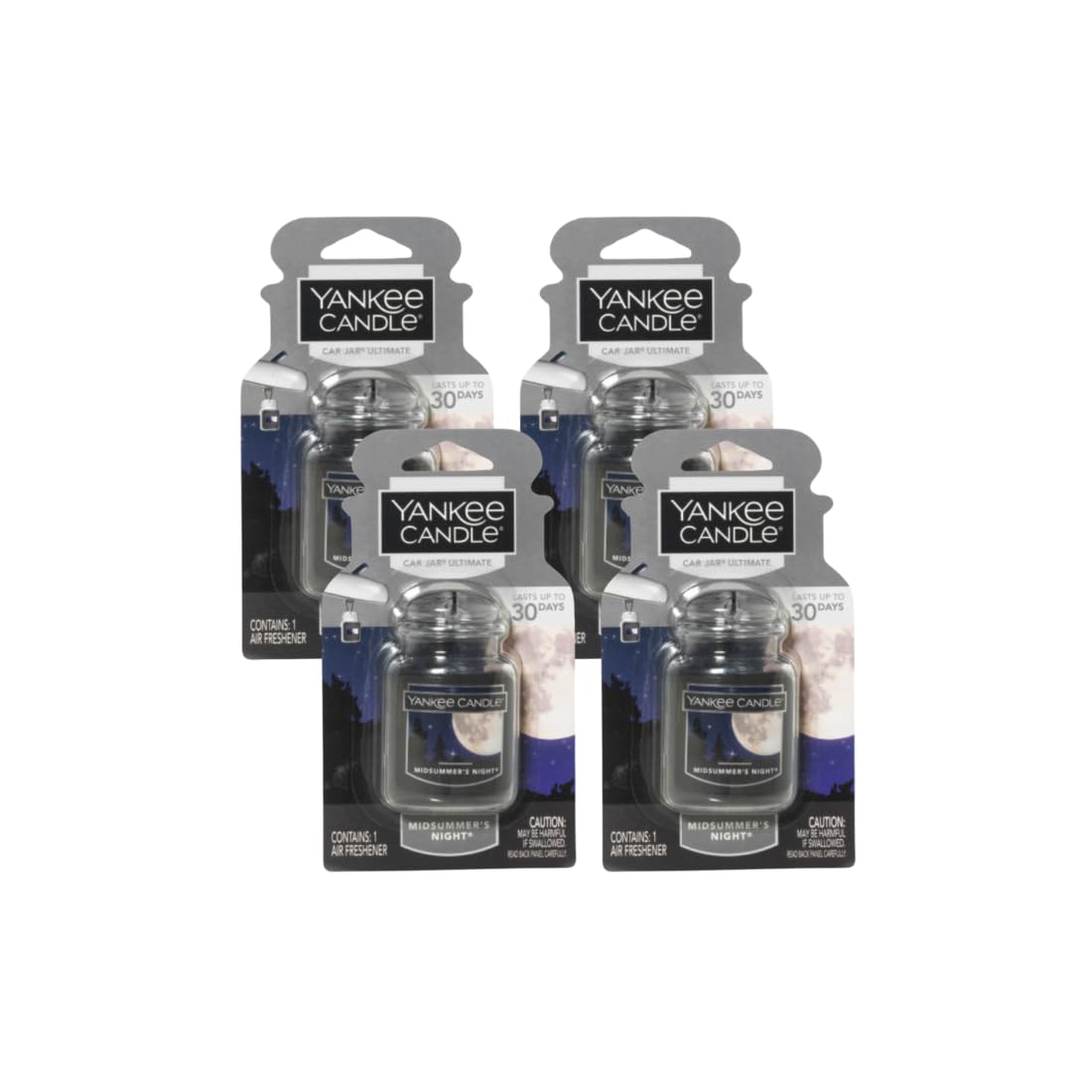 Yankee Candle Car Air Fresheners, Hanging Car Jar Ultimate, Neutralizes Odors Up To 30 Days, Midsummer's Night, 0.96 OZ (Pack of 4) - Medaid International