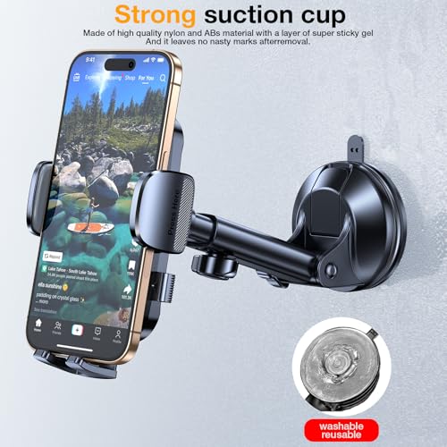 Romuto Car Phone Holder Mountใ2025 Strongest SuctionใPhone Mount for Car Cell Phone Holders for Your Car Accessories for Women Men Dashboard/Windshield/Vent/Wall Mounts Truck Stand for iPhone Samsung - Medaid International