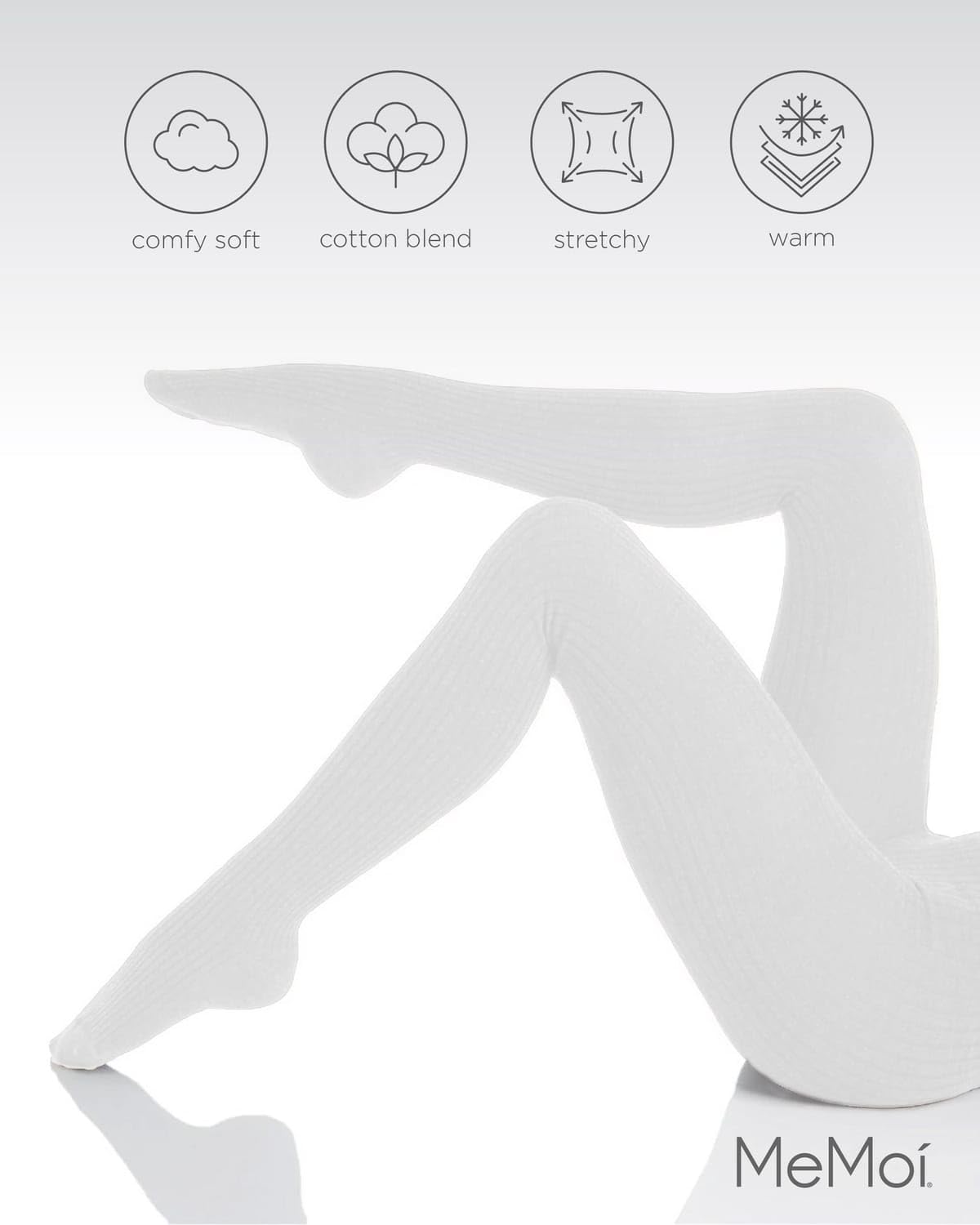 New MeMoi - Sweater Rib Tights, S/M, Winter White - Medaid International