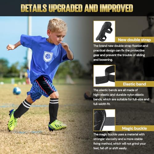 Soccer Shin Guards for Youth Kids Toddler, Protective Soccer Shin Pads & Sleeves Equipment - Football Gear for 3 5 4-6 7-9 10-12 Years Old Children Teens Boys Girls|B07M84XTKG