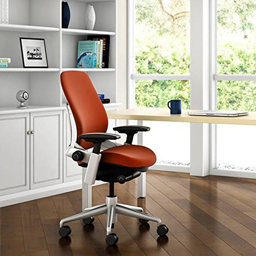 Steelcase Leap Desk Chair V2 with Headrest in Buzz2 Black Fabric - 4-Way Highly Adjustable Arms - Black Frame and Base - Soft Dual Wheel Hard Floor Casters - Medaid International