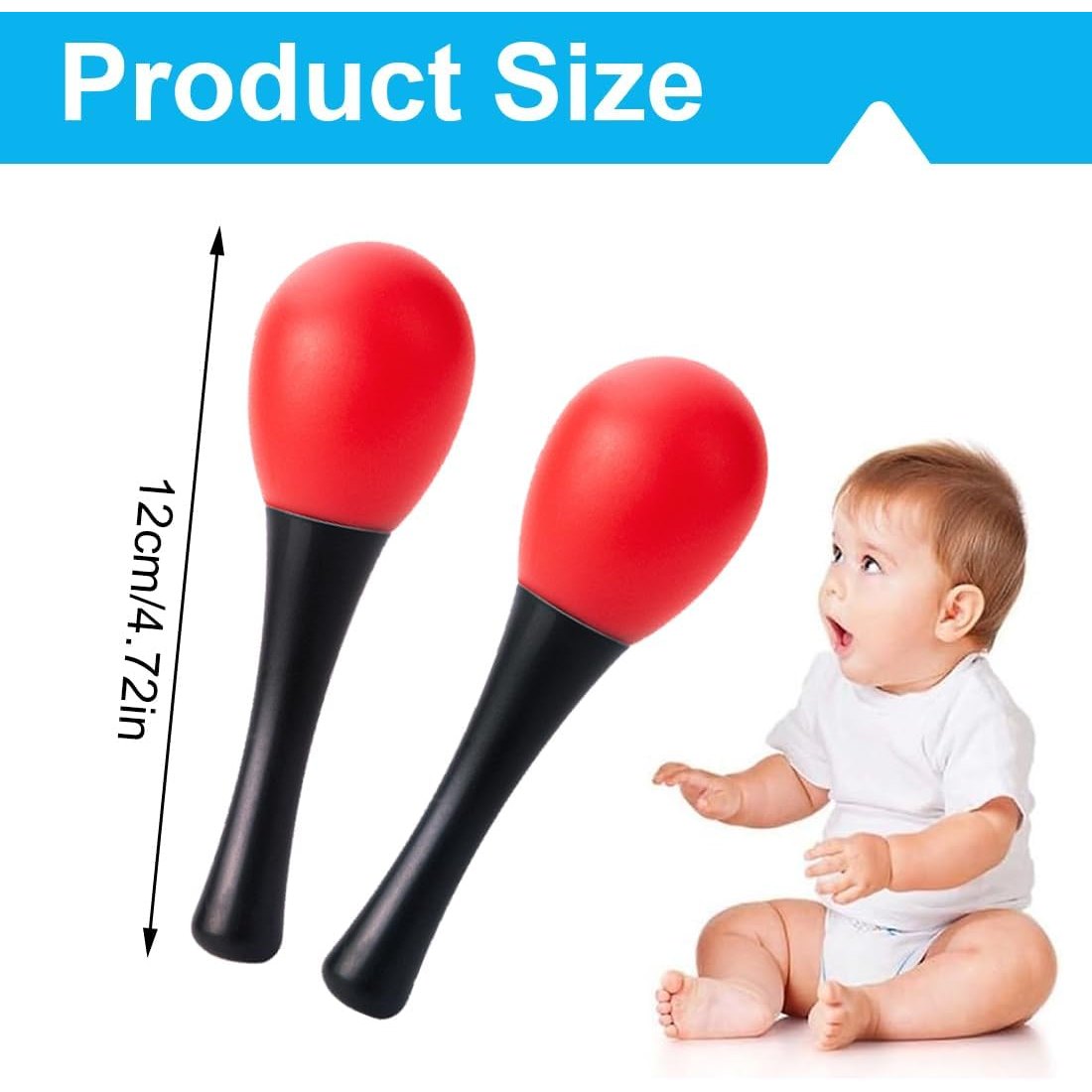 GXGM 3 Pairs Oval Maracas Musical Instrument Percussion Hand Rattle Oval Maracas for Children Instrument Percussion Shake (Red, Blue and Pink) - Medaid International