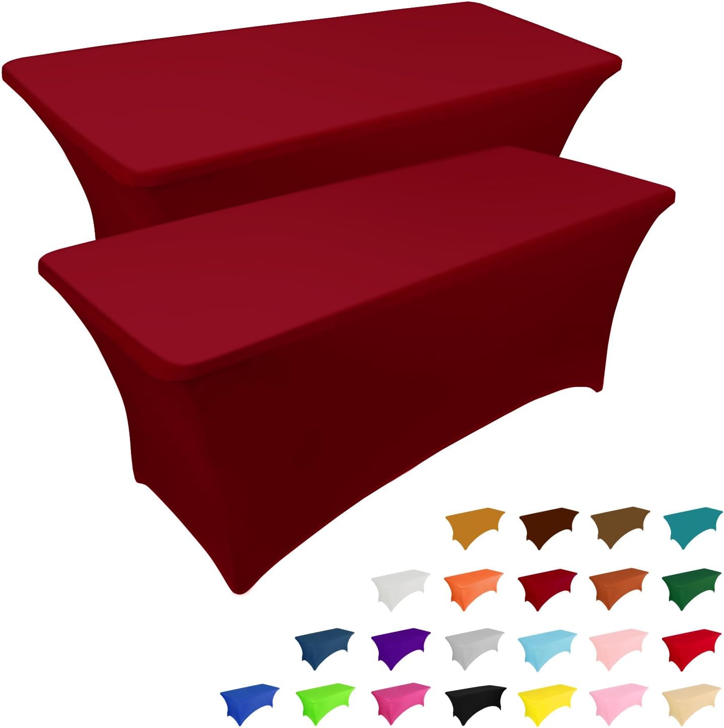 2 Pack 6FT Table Cloth for Rectangular Fitted Events Stretch Black Table Covers Washable Table Cover Spandex Tablecloth Table Protector for Party, Wedding, Cocktail, Banquet, Festival - Medaid International