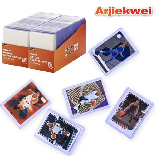 400 Card Sleeves Top Loaders for Cards, Arjiekwei 3"X4" Baseball Card Protectors Hard Plastic, Premium Toploaders Card Holder for Trading Sports Football Game Cards(200 Top Loaders + 200 Card Sleeves)|B0B7CJT5SP
