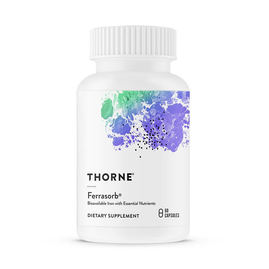 THORNE - Ferrasorb - 36 mg Iron with Essential Nutrients - Complete Blood Support Formula* - Elemental Iron, Folate, B and C Vitamins for Optimal Absorption - Gluten-Free - 60 Capsules - Medaid International