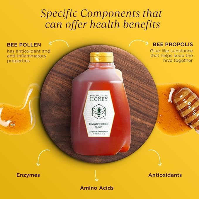 100% Raw & Unfiltered Wildflower Honey - American Made by Pure Southern Honey (48 Ounce) - Medaid International