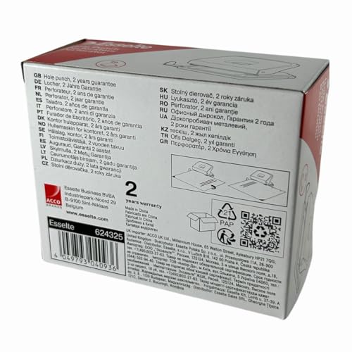 Esselte - Heavy Duty Metal Hole Punch for A4/A5/A6, Punches 20 Sheets, Black