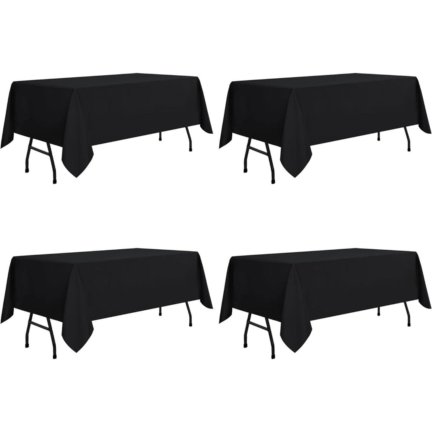 sancua Rectangle Tablecloth - 60 x 84 Inch - Stain and Wrinkle Resistant Washable Polyester Table Cloth, Decorative Fabric Table Cover for Dining Table, Buffet Parties and Camping, Black - Medaid International