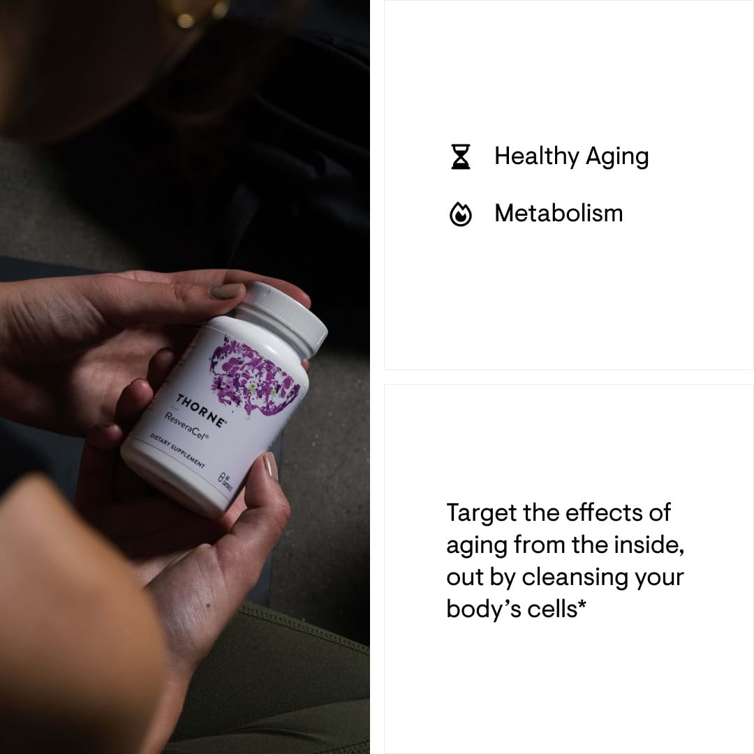 THORNE - ResveraCel - Nicotinamide Riboside with Quercetin Phytosome and Resveratrol - Support Healthy Aging, Methylation, Cellular Energy Production and Metabolism* - 60 Capsules - 30 Servings - Medaid International