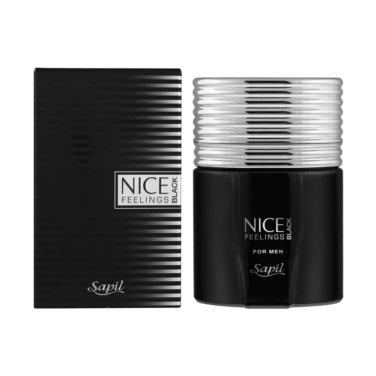 Sapil Nice Feelings Black Perfume for Men - Long-lasting Dubai Cologne, Aromatic Fougere Fragrance, 2.5 Oz (75 ml) - Arabic Cologne for Daily Use - Medaid International