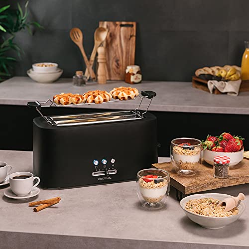 Cecotec - Vertical Toaster Toast&Taste 16000, 1630W, 2 Extra-Wide Slots, 3 Functions