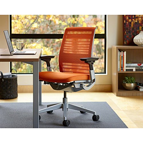 Steelcase Think Task Chair: Fixed Lumbar - Adjustable Arms - Standard Carpet Casters - Black 3D Knit Back - Medaid International