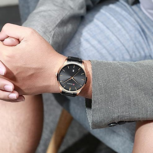 XIRUVE - Waterproof Quartz Watch for Men, Stainless Steel Strap, Minimalist Design