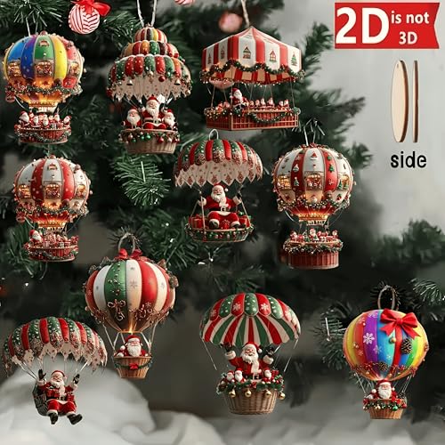 10pcs Santa Claus Parachute Handmade Ornament Set - Classic Christmas Decorations for Home and Garden, Festive - Medaid International