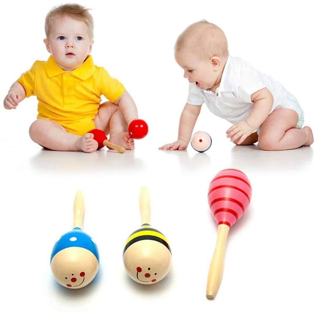 Sansheng 6 PCS Mini Fiesta Wooden Maracas Toys, Wooden Maracas Festival Painting, Wooden Carnival Maracas (Random Colors) - Medaid International