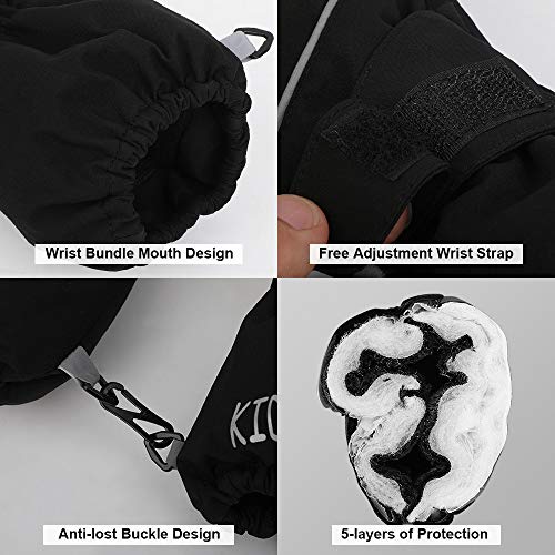 Qkurt - Kids Skiing Gloves, Warm Windproof Mittens for 4-14 Years, Cold Weather Protection