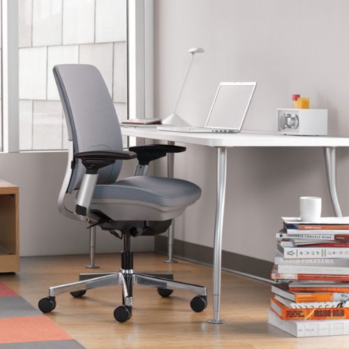 Steelcase Amia Office Chair - Most Comfortable Sit - 4 Points of Adjustability - Ergonomic Desk Chair - Upper Back Support - Adjustable Lumbar Support - Blue Fabric - Medaid International