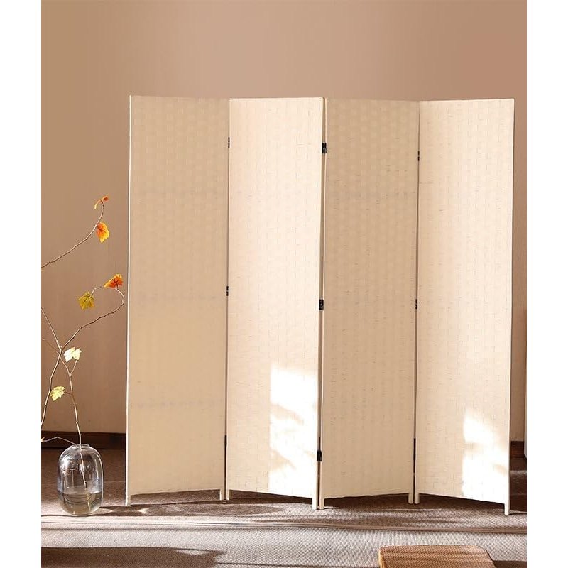 Valman Foldable Movable Stretch Room Divider, Fully Hand-woven Entrance Partition, Suitable for Office, Bedroom, Living Room, Hotel Room Wall, (Milk White) - Medaid International