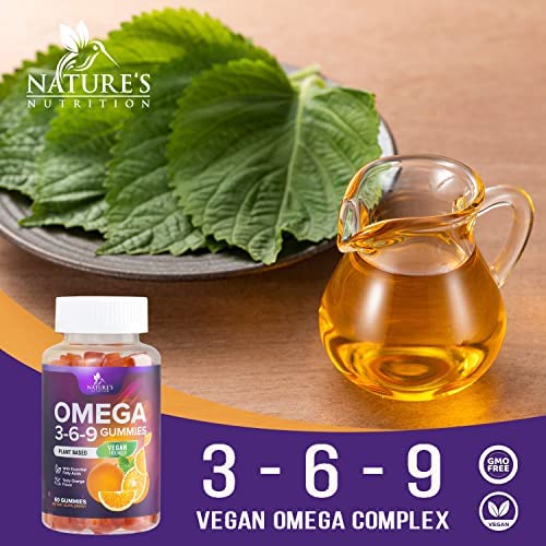 Omega 3 6 9 Vegan Gummies - Triple Strength Omega 3 Supplement Gummy - Essential Oil 369 Heart Support and Brain Support for Women, Men & Pregnant Women, Non-GMO, Orange Flavor - 60 Gummies - Medaid International