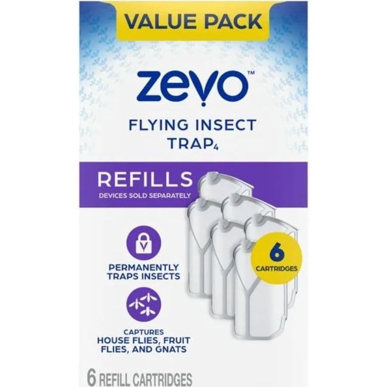 Zevo Flying Insect Trap for Indoors: Light Trap Captures Fruit Flies, Gnats and Houseflies, Starter Kit (1 Plug-in Base + 1 Cartridge) - Medaid International