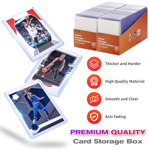 400 Card Sleeves Top Loaders for Cards, Arjiekwei 3"X4" Baseball Card Protectors Hard Plastic, Premium Toploaders Card Holder for Trading Sports Football Game Cards(200 Top Loaders + 200 Card Sleeves)|B0B7CJT5SP