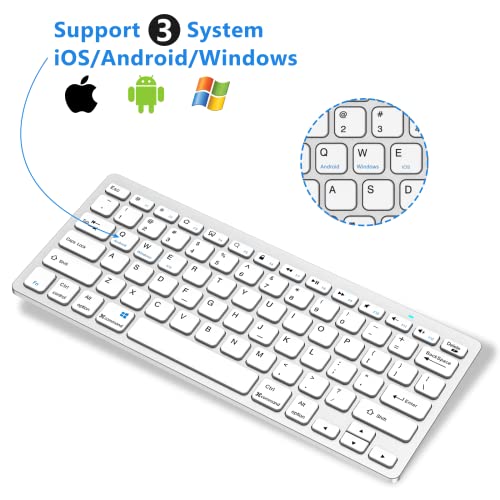 GAOJIE - Wireless Bluetooth Keyboard for iPad, Android, iOS, Windows, Silver