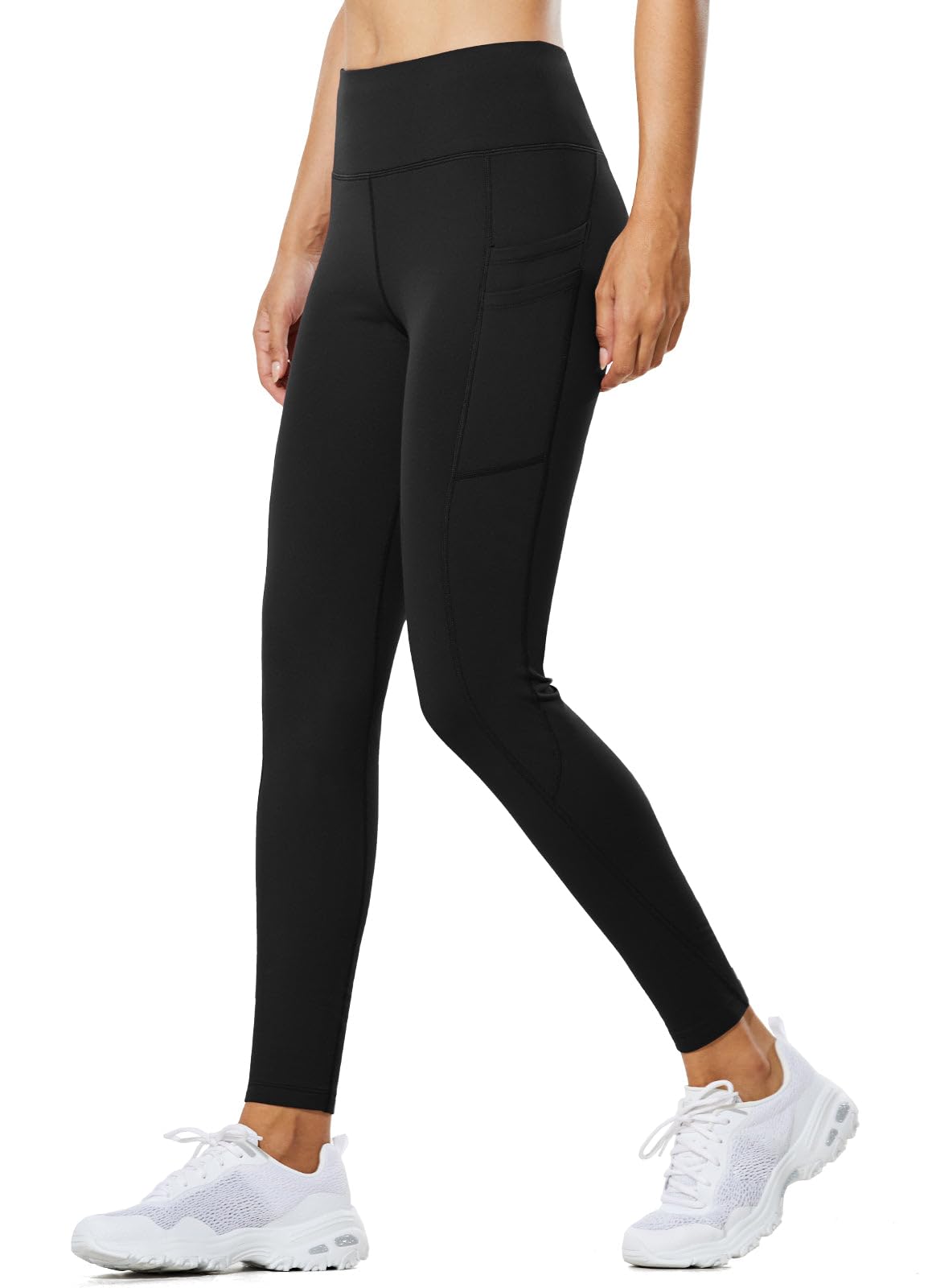 baleaf Fleece Lined Leggings Women Waterproof Thermal Winter Hiking Pants Warm Tights Skiing Running Yoga Travel Gear Black M - Medaid International