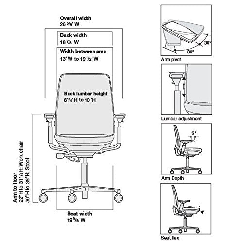 Steelcase Amia Ergonomic Office Chair with Adjustable Back Tension and Arms | Flexible Lumbar with Sliding Seat | Black Frame and Buzz2 Eggplant Fabric - Medaid International