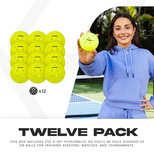 Franklin Sports X-40 Outdoor Pickleballs - Official Ball of USA Pickleball, APP Tour + US Open - Regulation Size|B074P8MZW9