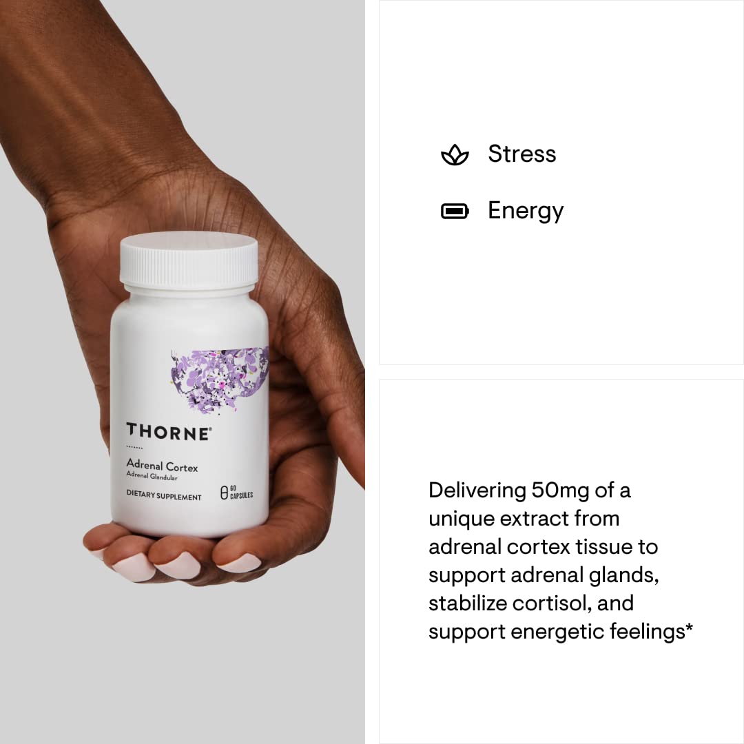 THORNE - Adrenal Cortex - Supplement for Cortisol Management - Support Healthy Adrenal Gland Function, Immune System, Stress Management, Fatigue & Metabolism* - 60 Capsules - Medaid International