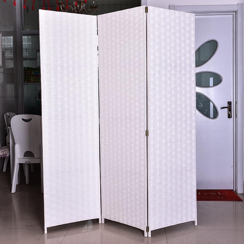 Valman Foldable Movable Stretch Room Divider, Fully Hand-woven Entrance Partition, Suitable for Office, Bedroom, Living Room, Hotel Room Wall, (Milk White) - Medaid International