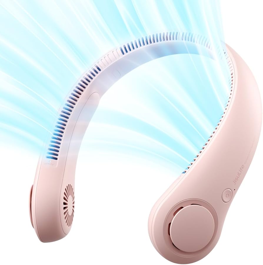 Portable Neck Fan, Hands Free Bladeless Fan, 4000 mAh Battery Operated Wearable Personal Fan, Leafless, Rechargeable, Headphone Design, USB Powered Desk Fan,3 Speeds - Medaid
