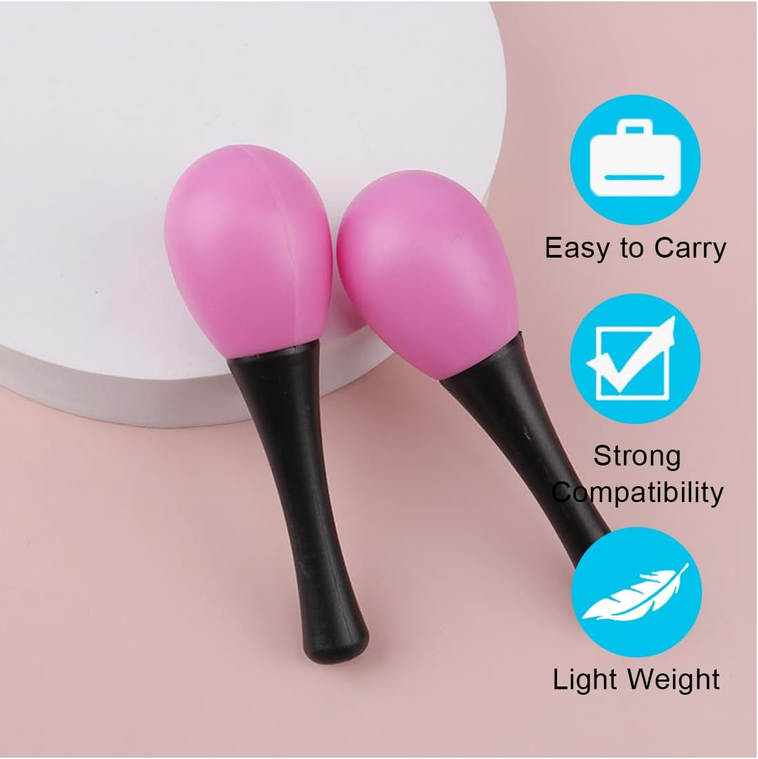 GXGM 3 Pairs Oval Maracas Musical Instrument Percussion Hand Rattle Oval Maracas for Children Instrument Percussion Shake (Red, Blue and Pink) - Medaid International