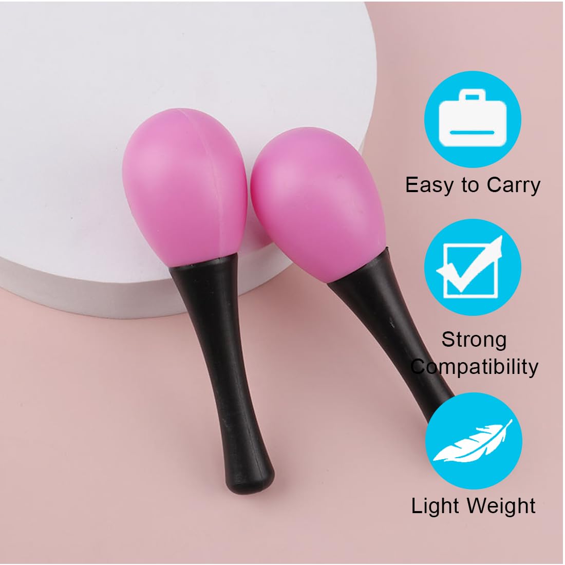 GXGM 3 Pairs Oval Maracas Musical Instrument Percussion Hand Rattle Oval Maracas for Children Instrument Percussion Shake (Red, Blue and Pink) - Medaid International