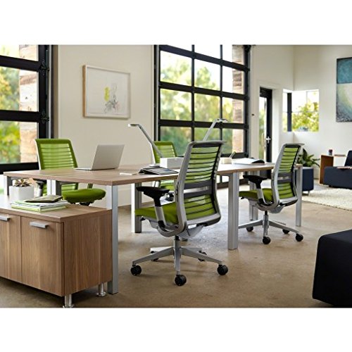 Steelcase Think Task Chair: Fixed Lumbar - Adjustable Arms - Standard Carpet Casters - Black 3D Knit Back - Medaid International
