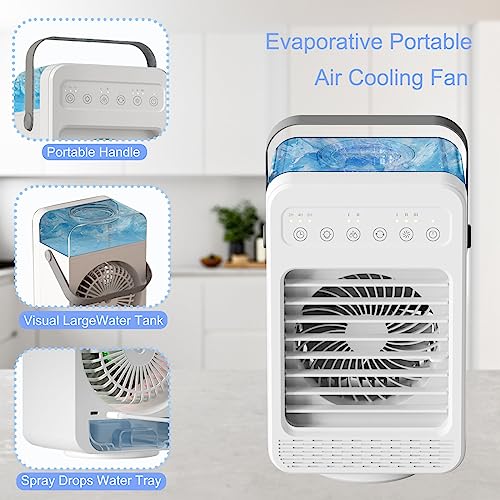 Trovono - Portable Air Conditioner Fan with 4 Speeds, 600ML Tank, LED Light