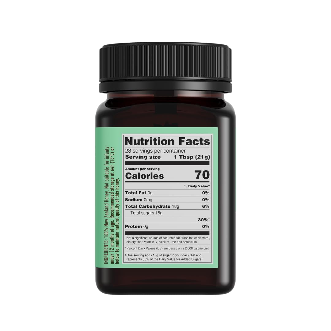 Egmont Honey Raw Manuka Honey MGO 85+ UMF 5+ 17.6oz (500g) NON-GMO, Kosher, Recycled plastic jar, Traceable 100% Pure Authentic New Zealand Honey, UMF & MGO Certified - Medaid International