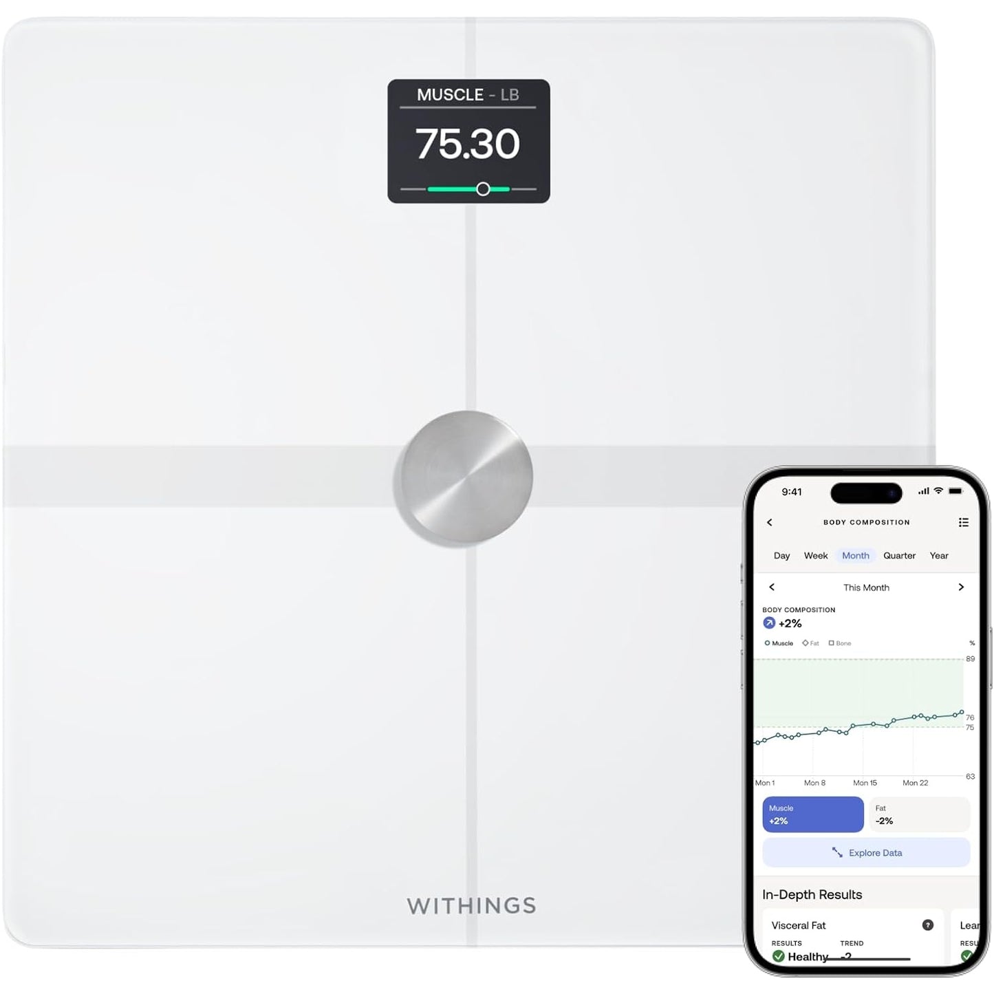 WITHINGS Body Smart - Accurate Scale for Body Weight and Fat Percentage, Body Composition Wi-Fi and Bluetooth Weight Scale, Baby Weight Scale, Smart Scale Apple Health Compatible, Bathroom Scale - Medaid International