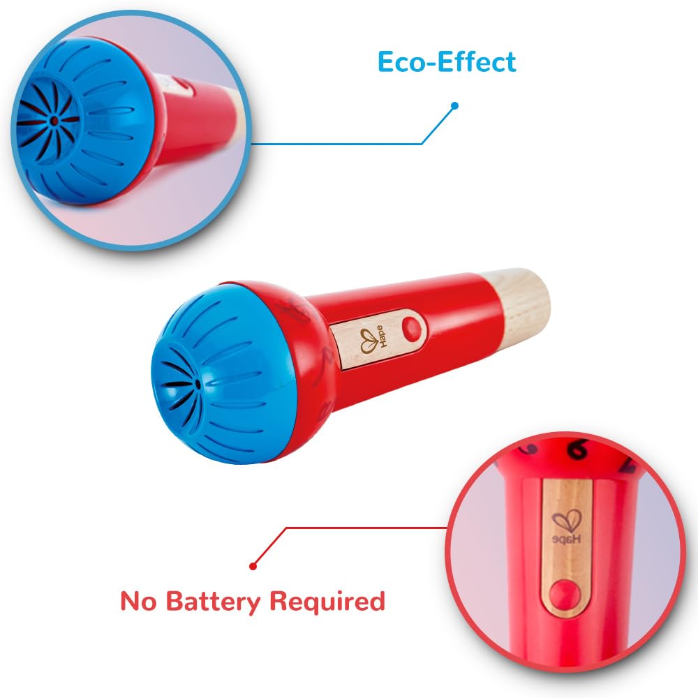 Hape Mighty Echo Microphone | Battery-Free Voice Amplifying Microphone Toy for Kids 1 Year & Up, Red, Model Number: E0337 - Medaid International