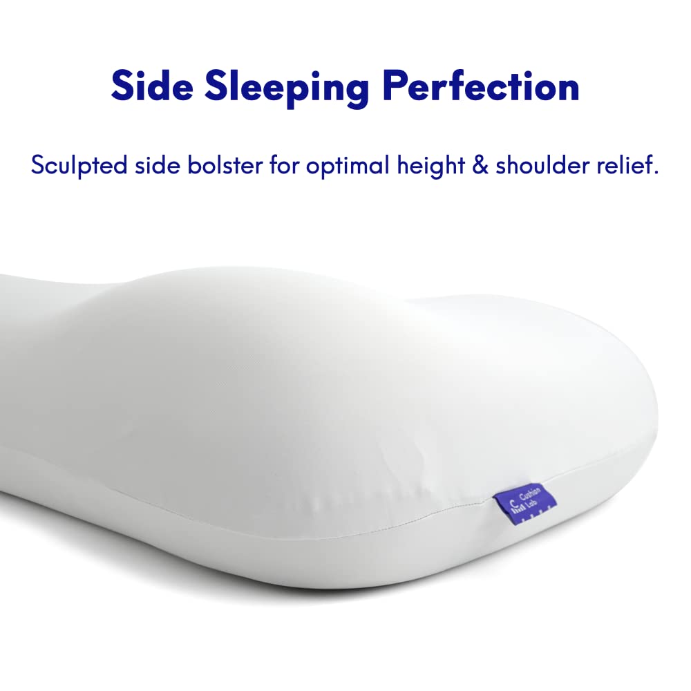 C CUSHION LAB Deep Sleep Pillow, Patented Ergonomic Contour Design for Side & Back Sleepers, Orthopedic Cervical Shape Gently Cradles Head & Provides Neck Support & Shoulder Pain Relief - Calm Grey - Medaid International