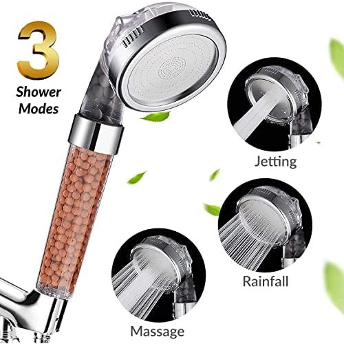 Filtered Hand Held Shower Head Ionic Head Help Reduces hair loss Rainfall Spa Water Saving, Purifies Water, Remove Chlorine (Transparent) ููุชุฑ ุฏุด ู
ููุฑ ููู
ูุงู ูููู ุงูู
ูุงู ููุฒูู ุงููููุฑ - Medaid International