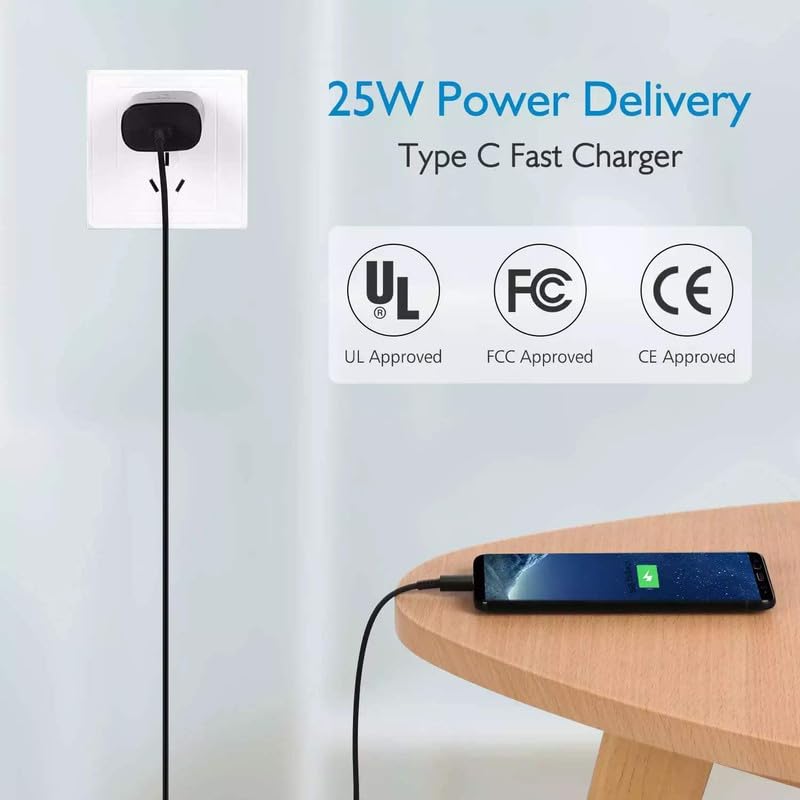 Ailkin - 25W Super Fast C-Type Charger with Cable for Samsung Galaxy Series (Black)