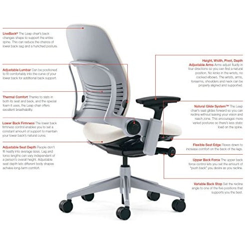 Steelcase Leap Office Chair, Black Frame and Cogent Connect Nickel Fabric - Medaid International