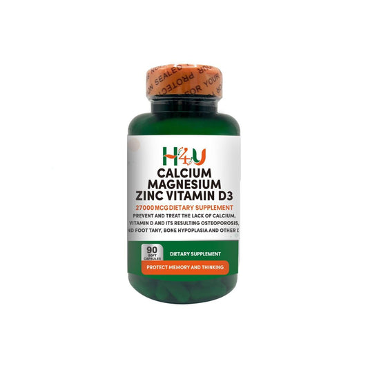 H4U Calcium Magnesium Zinc D3 | 120 Softgels Supplement | Calcium 10000 mcg, Magnesium 10000 mcg, Zinc 2000 mcg, Vitamin D3 100 mcg | Non-GMO | Gluten-Free | Made in The USA - Medaid International