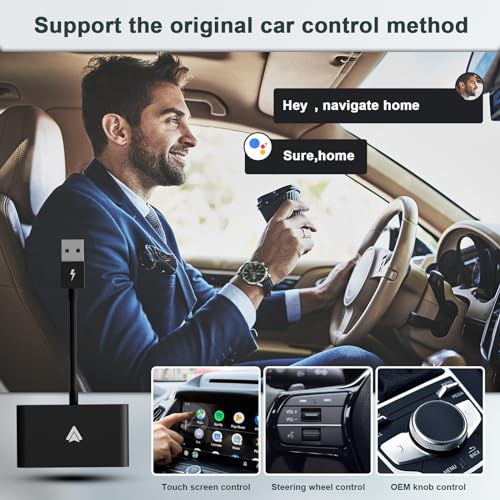Aumotop - Wireless Android Auto Carplay Adapter, Plug & Play, Converts Wired to Wireless