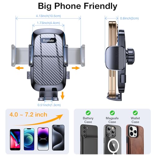 Romuto Car Phone Holder Mountใ2025 Strongest SuctionใPhone Mount for Car Cell Phone Holders for Your Car Accessories for Women Men Dashboard/Windshield/Vent/Wall Mounts Truck Stand for iPhone Samsung - Medaid International