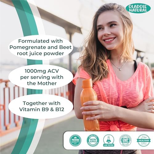 Oladole Apple Cider Vinegar Gummies with Mother - 60 Gummies | Delicious ACV Supplement for Weight Management, Digestion, Detox, Immune Health | Enriched with Vitamin B12, B9, Pomegranate, Beetroot - Medaid